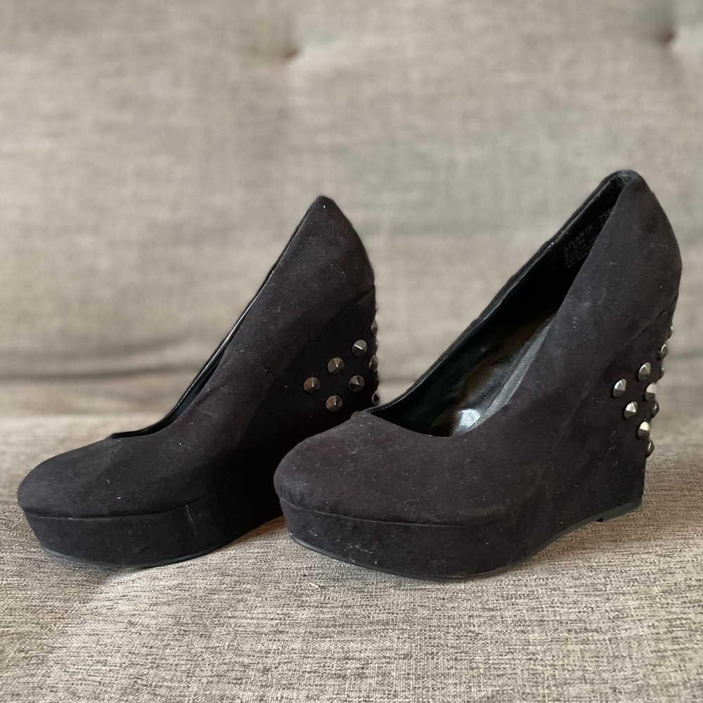 6.5 Kardashian Studded Black Suede Heels